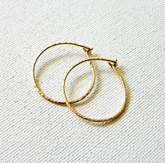 14k Gold Filled Dimpled Medium Hoops