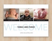 Birth Announcement - Bold Type - Welcome Baby - Set of 25