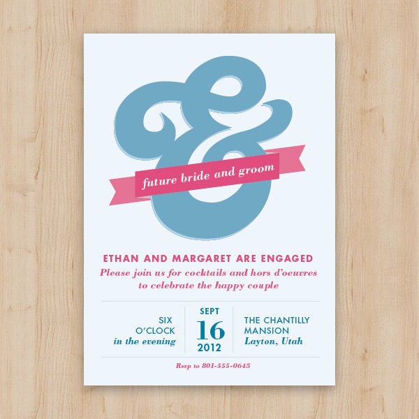 Printable Wedding Party Invitation, Rehearsal Dinner Invitation, Future Bride and  Groom