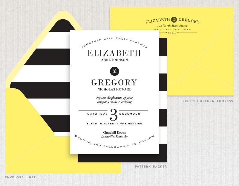 Modern Wedding Invitation, Wedding Invite, Wedding Suite, Bold Type, Black and White