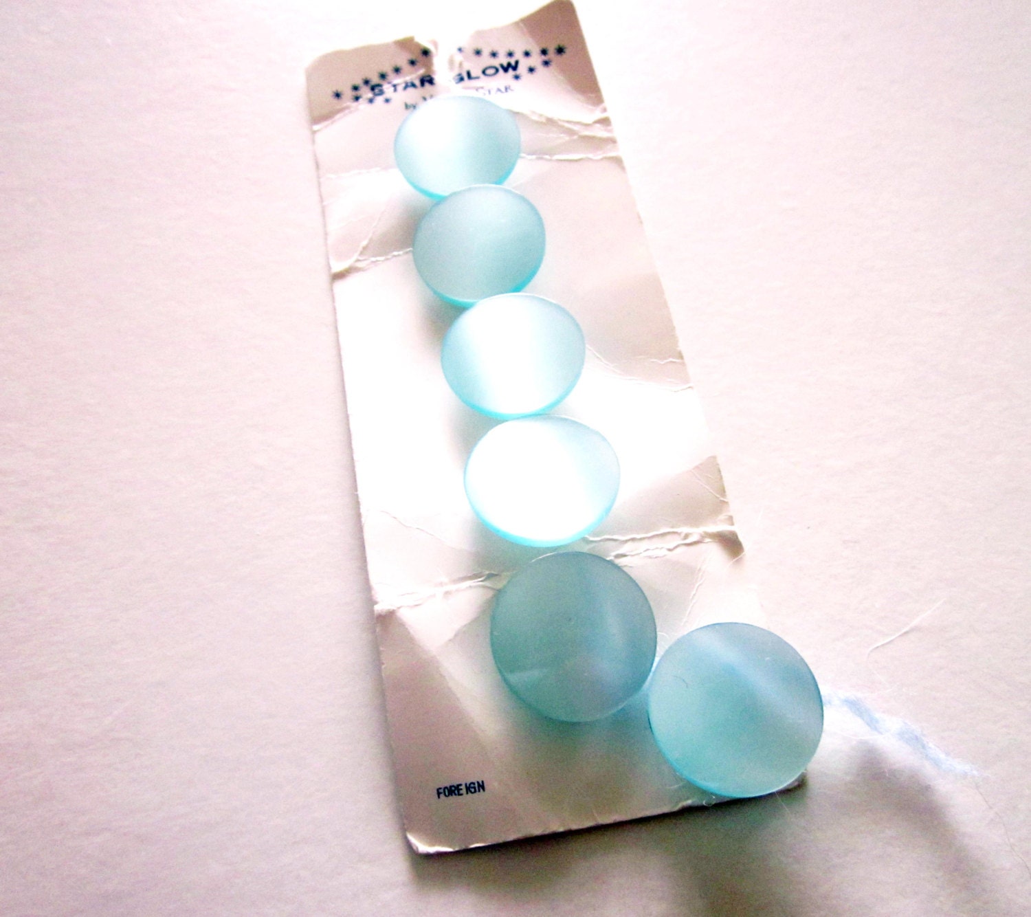 6 Vintage 1970s Blue Pearly Buttons