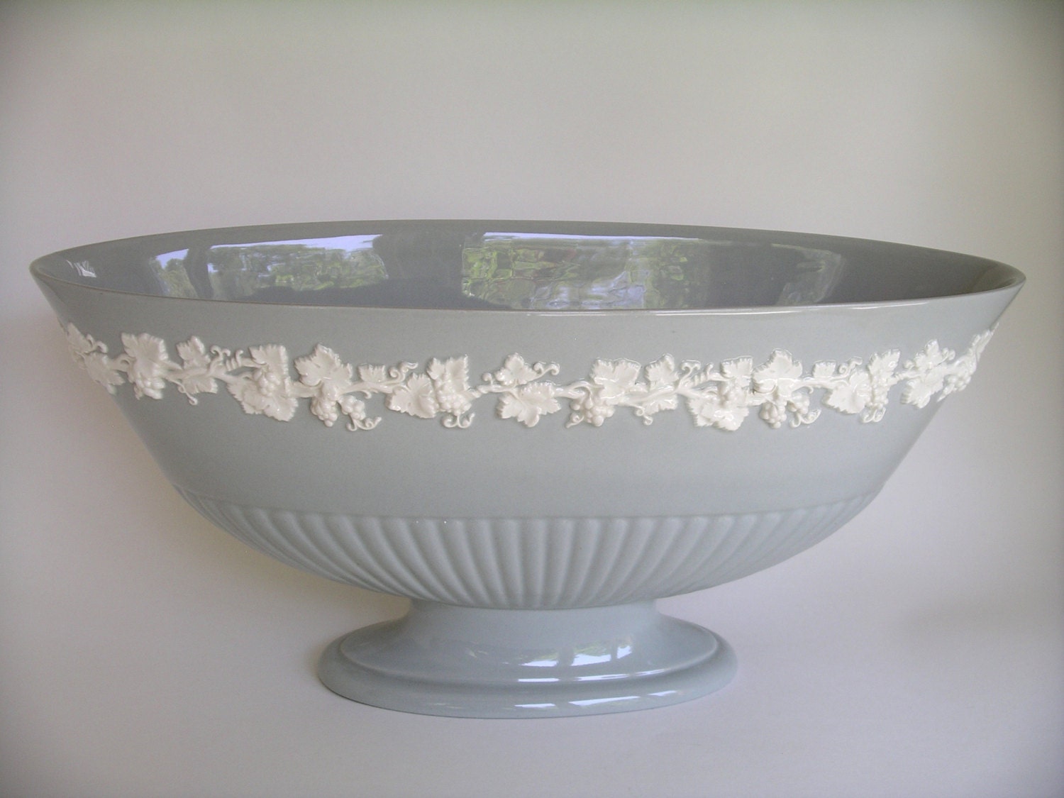 Wedgwood Embossed Queen's Ware Etruria & Barlaston Oblong Footed Vase