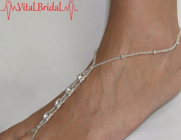Wedding Barefoot Sandals Foot Jewelry Rhinestones, Silver, Bling  perfect for beach wedding