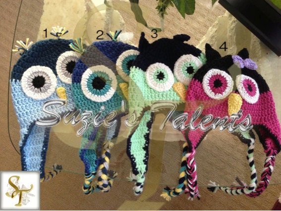 SALE - Crochet Children Owl Hats, Owl Hat, Handmade Owl Hat, Children Hats, Cool Hats, Kids Crochet Owl Hat