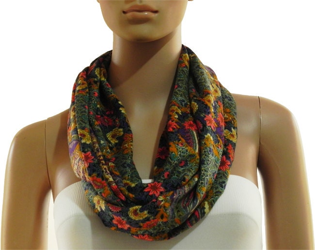 Infinity Scarf. Floral Print Scarf. Ornamental Print Scarf. Tube Scarf. Cowl Scarf. Circular Scarf. Shawl Scarf. Loop Scarf.