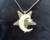 COSMIC GLOW Crescent Moon And Star Necklace - Celestial Pendant