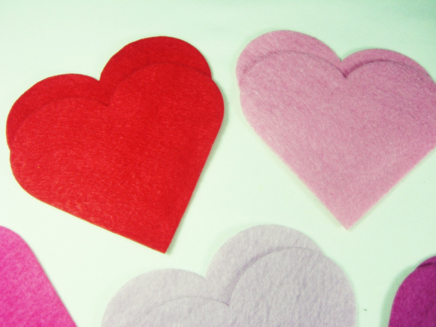 12 Piece - 6 Pairs - Die Cut Felt Medium  Hearts- For Valentine Day DIY Kit