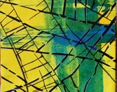 Abstract Mixed Media Canvas Board 5" x 9" - "Weft III"