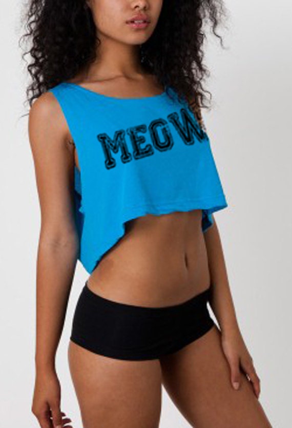 Meow Printed on American Apparel Loose Crop Tank