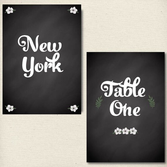 Rustic Chalkboard Floral Printed Wedding Table Numbers/Name Il_570xn