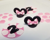 Fondant Mouse Cupcake Toppers 12 qty for Mickey or Minnie Party, 1 qty two tone birthday number