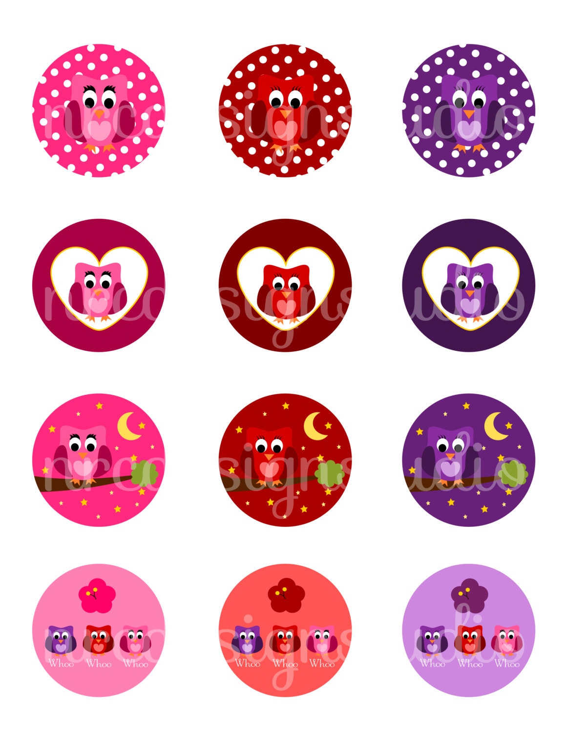 Printable Owls Cupcake Toppers. Includes Bonus Item. Personal Use Il_170x135