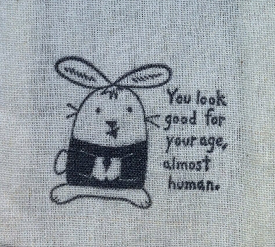 Set of 10 Rabbit Birthday - Cotton Favor Bag Pouch - Hand Stamped 3x4 - Wedding / Party / Birthday / Gift Bag