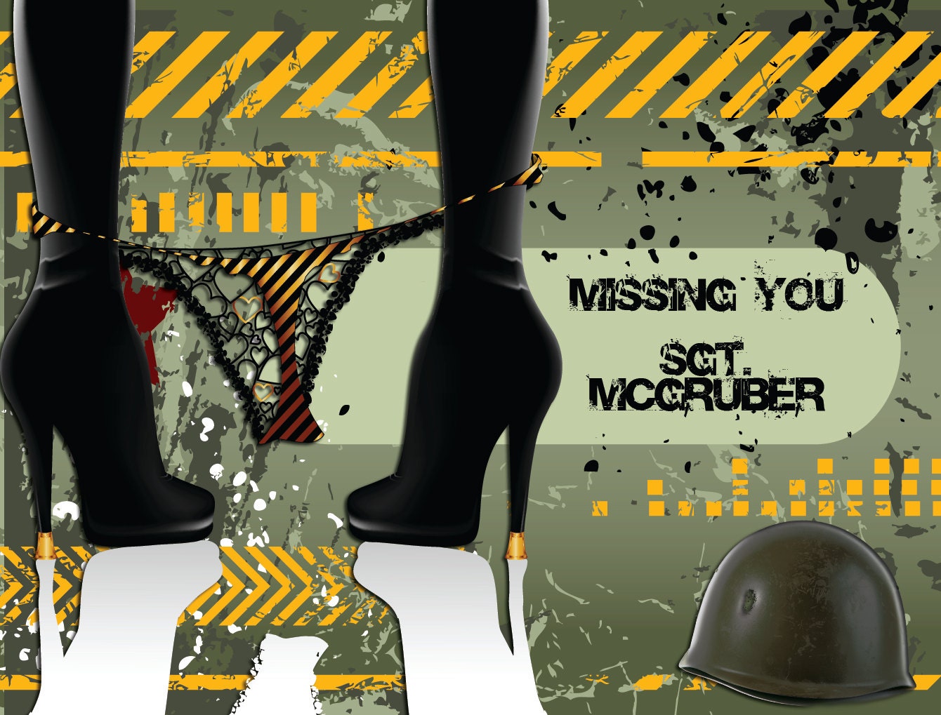 Love sexy greeting card for army soldier - custom designed with poem - can be changed to anthing you want
