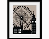 The Eye, Big Ben, Parliament, London England, poster, digital 8x10, art print, modern home decor, under 20 - Light Taupe