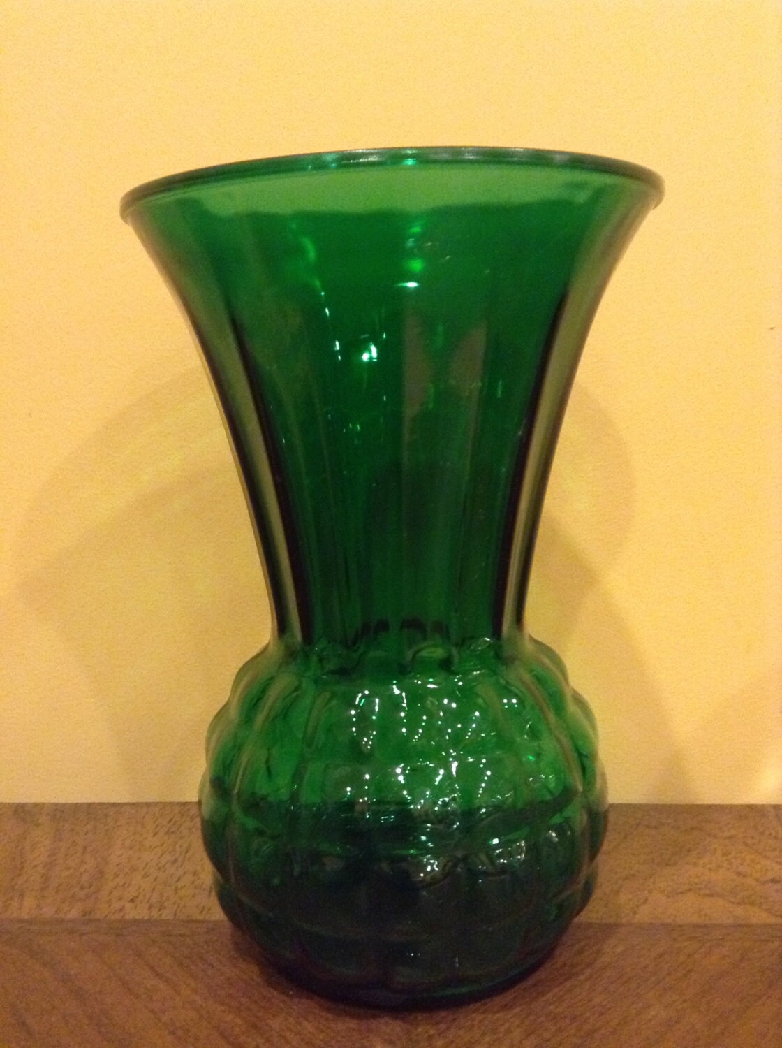 Emerald Green Vase Depression Glass Large By Vintageloveantiques