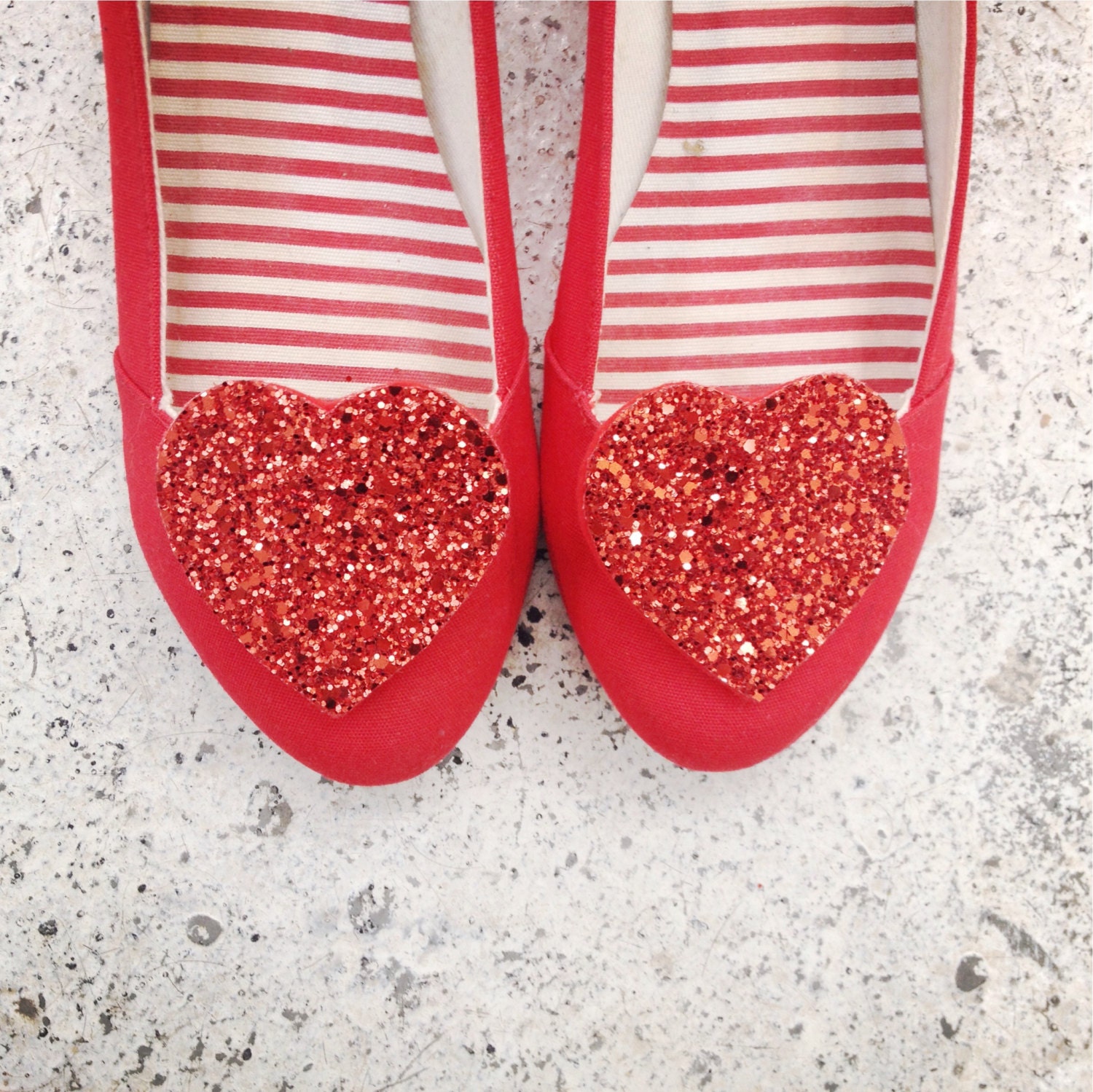 Red Glitter Heart Shoe Clips Glitter Heart Shoe by PollyMcGeary