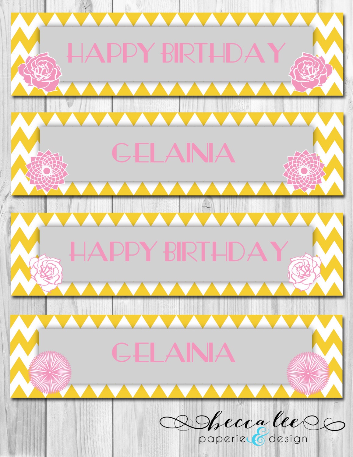 Floral Chevron Water Bottle Labels - DIY - Printable Il_170x135