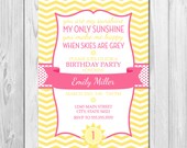You Are My Sunshine Birthday Party Invitation - Chevron Stripes - DIY - Printable Il_170x135
