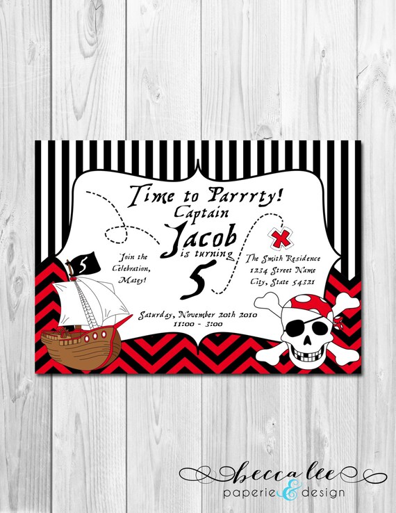 Pirate Theme Party Invitation - DIY - Printable Il_570xn