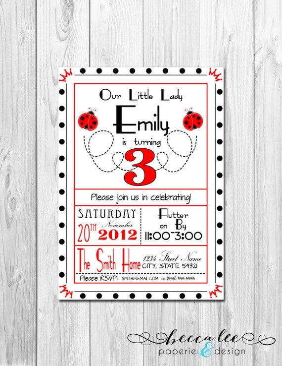 Our Little Lady - Ladybug - Invitation - DIY - Printable Il_570xn