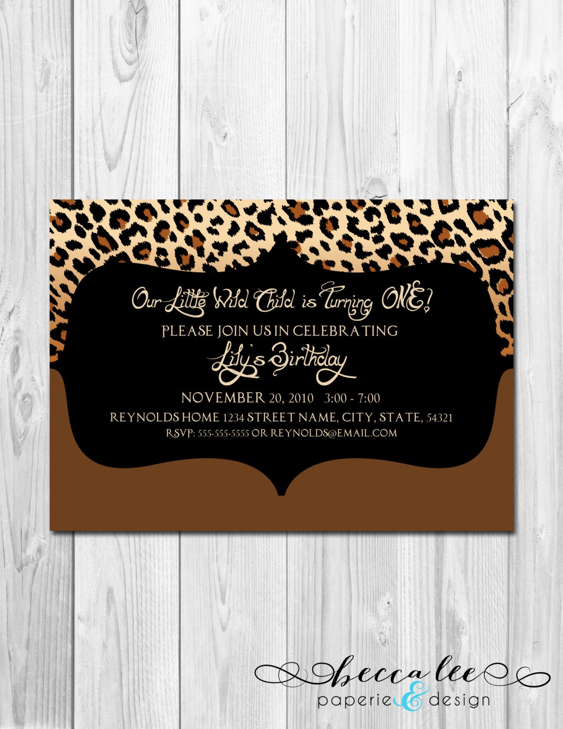 Birthday Party Invitation Wild Child - Leopard Print - DIY - Printable Il_570xn