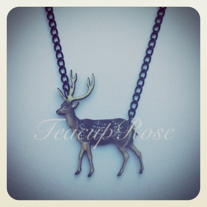 Wooden Deer Necklace
