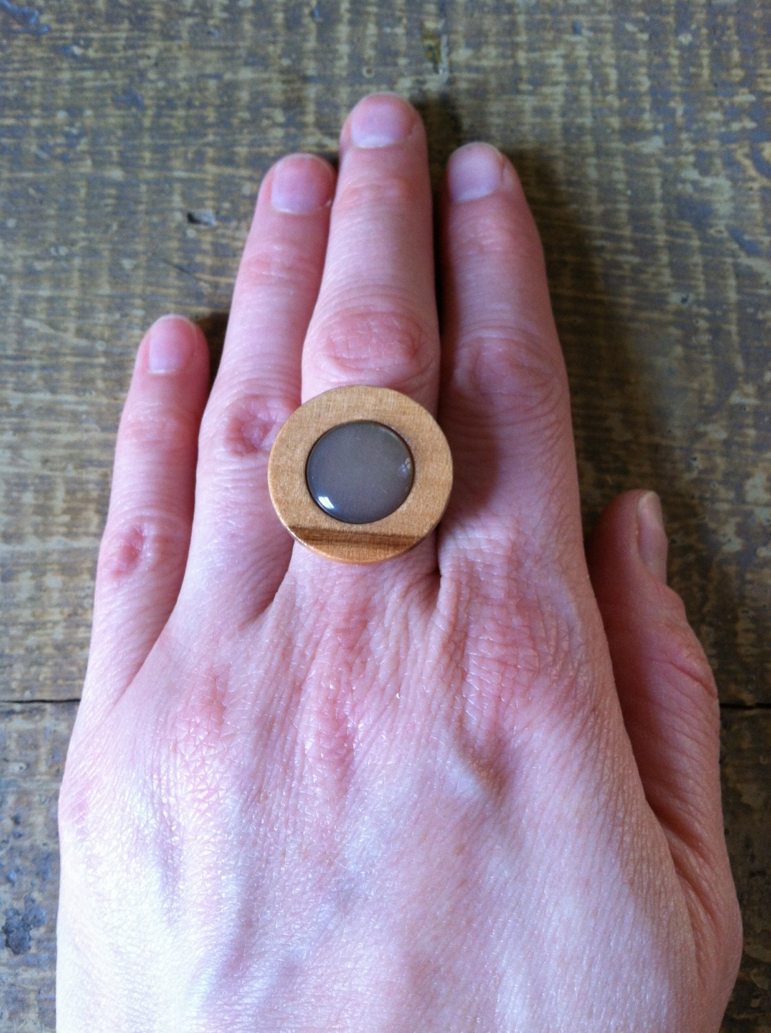 Luck to Go Wood Ring Held