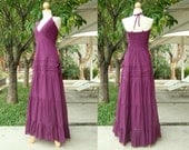 Long Burgundy Purple Maxi Dress - V neck Sexy Long Party Dress - Prom Dress / Sexy Dress / Wedding Party Dress - 'Blossom Daisy'