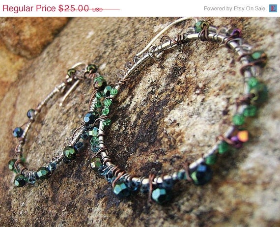 BirthdaySale Sale- Sparkle-Beaded Hoop Earring- Sterling Silver-was 30 now 25