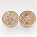 2 Vintage brass round door handles. Original, yellow, flower pattern.