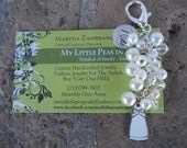 Unique Handmade Women Wedding I Do Bridal Shower Gift Jewelry White Beaded Charm Keychain Upcycled Swarovski Crystals