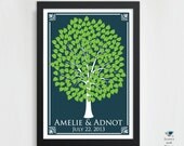 Custom Wedding Even Guest Book Tree / Bridal Present / Alternative Personalized Keepsake Print // 200 Guest 24x36 /  HeartLeaf V