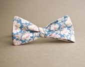 Sky Blue Bow Tie with Light Colored Flowers