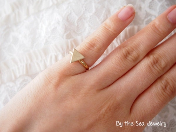 Tiny Triangle  Raw brass Pinky ring -simple everyday ring -dainty ring