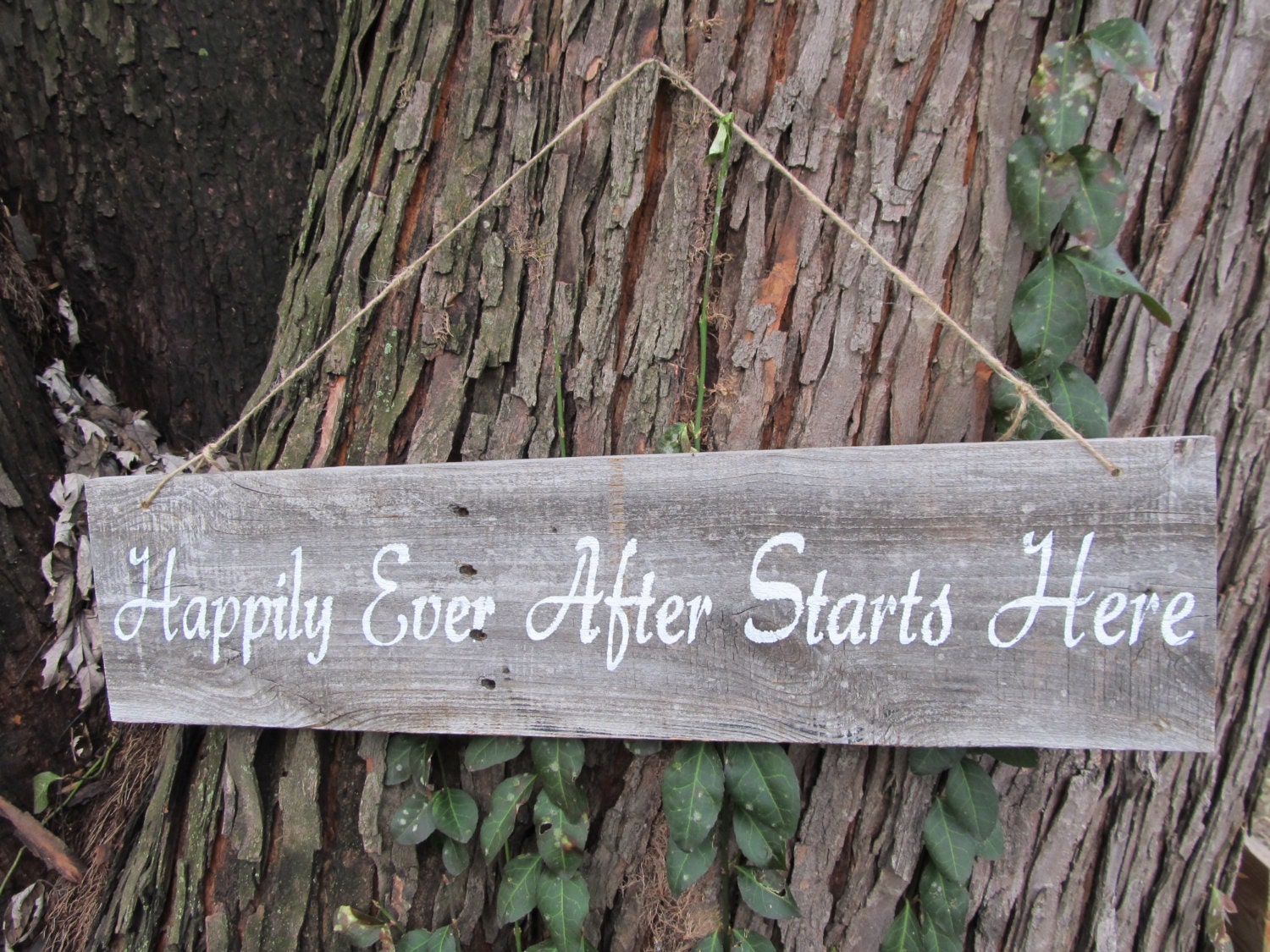 Rustic wedding sign  "Happily Ever After..."   made from reclaimed wood