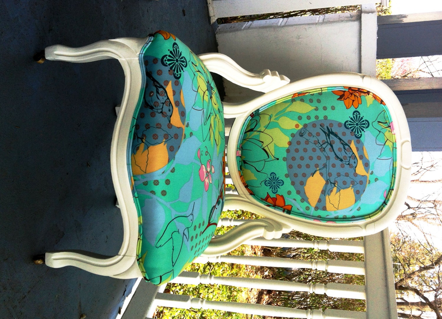 Antique Victorian Accent Chair - Upcycled - Anna Maria Horner's Drawing Room 'Sketchbook' Fabric