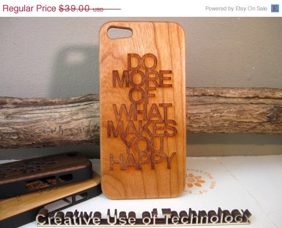 ON SALE wooden iphone 5 cases with sturdy rubber bumper - bamboo, cherry or black walnut wood - laser engraved - "Do more of what makes you