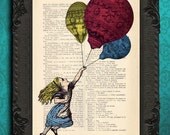 drawing illustration print home decor gifts: alice in wonderland