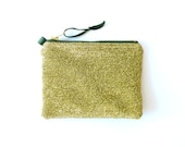tiny golden clutch / small glittering purse / metallic cosmetic case / simple organizer / zipper wallet - Aplauz