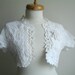 Upcycled Bridal Bolero With Vintage Doilies and Lace, Pearls and Beads, Ivory Color Handcrocheted