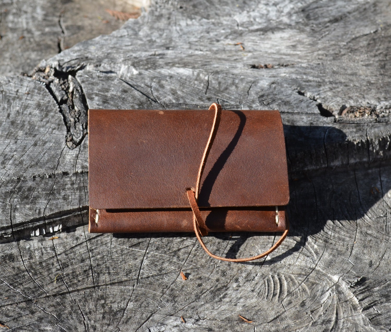 Handmade Leather Business Card Holder, Credit Card Case - Chestnut