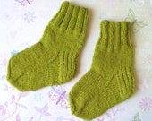 Childrens socks, 12-18 month, wool socks, baby kids toddlers girls boys, green, warm, Ready for shipping
