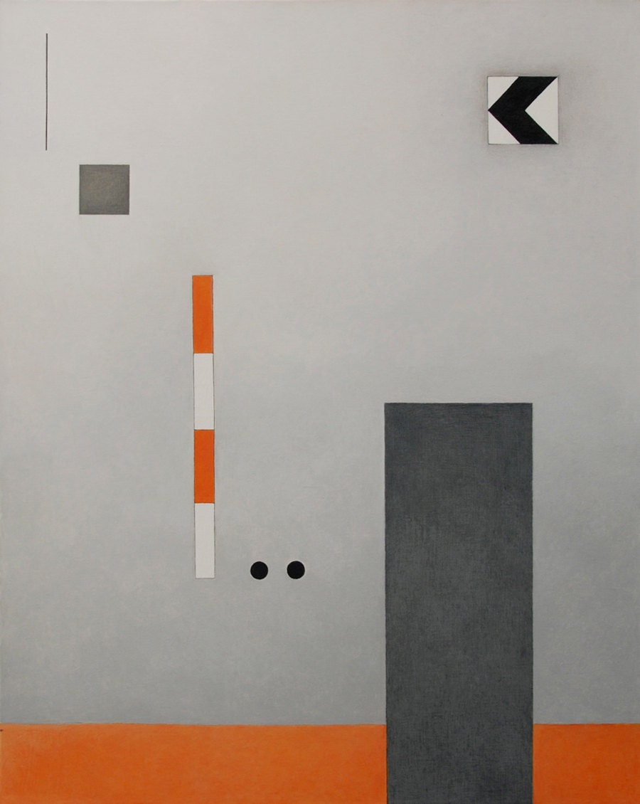 Abstract painting. Acrylic on canvas. Geometric forms. "False warnings" series. Ready to ship. Free shipping.