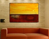 Painting Landscape Original Abstract  Acrylic Painting  by M.Schöneberg original Handmade "Sun and Earth" 24x36x0,75 SHIPPING FREE