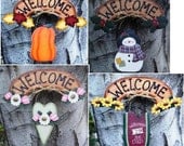 WELCOME 4 Seasons Sign - Wood Door or Wall Hanging - Home Decor