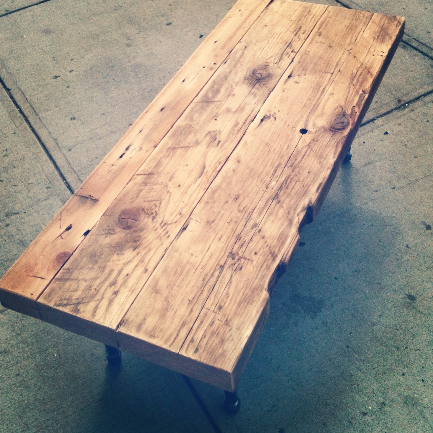 Industrial Modern Reclaimed Wood Coffee Table with Black-Iron Legs