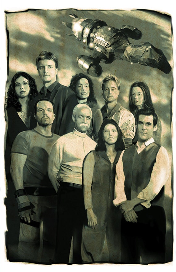 Poster Firefly Cast and Ship Painting 24x18 unframed poster
