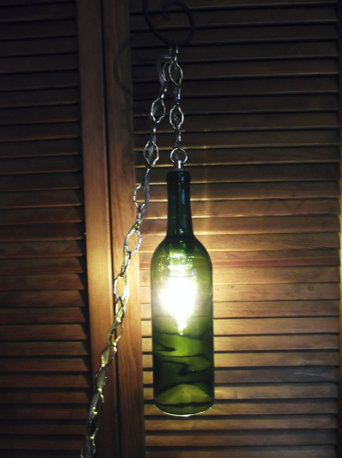 Upcycled Wine Bottle Hanging Light