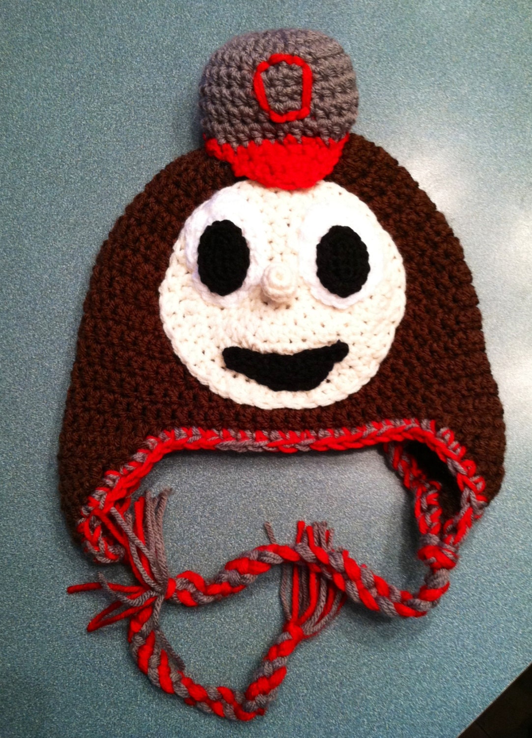 Baby/Child Brutus the Buckeye Crochet Earflap Hat Ohio State
